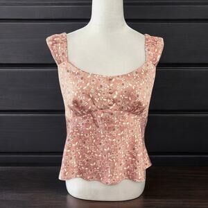 Treasure & Bond Satin Floral Top Size S Pink Silky Cap Sleeve Feminine Indie